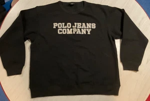 Vintage 90s Polo Jeans Co Ralph Lauren Logo Crew Neck Sweatshirt Size L Black - Picture 1 of 3