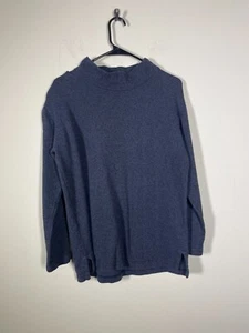 Joan Vass USA Women's Gray Long Sleeve High Neck Shirt 100% Cotton Size M - Picture 1 of 5