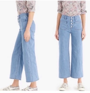 J. Crew Damen High Rise Sailor Style Wide Leg Jeans Hellblau Denim Gr. 28 - Bild 1 von 6
