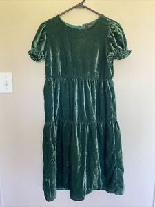 Crewcuts Green Tiered Velour Lined Dress Holiday Christmas Photo Dance Girl 14