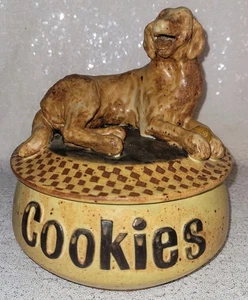 Hand Made Stoneware Pottery Canister Treat Cookie Jar Retriever Dog Lid Signed - Picture 1 of 16