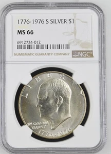 1776-1976 Bicentenario Eisenhower dollaro d'argento S$1 - NGC MS 66 - Foto 1 di 2
