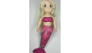 2018 Meerjungfrau Plüschpuppe Hot Pink Blond Glitzer Haare 10 Zoll - Aurora World - Bild 1 von 6