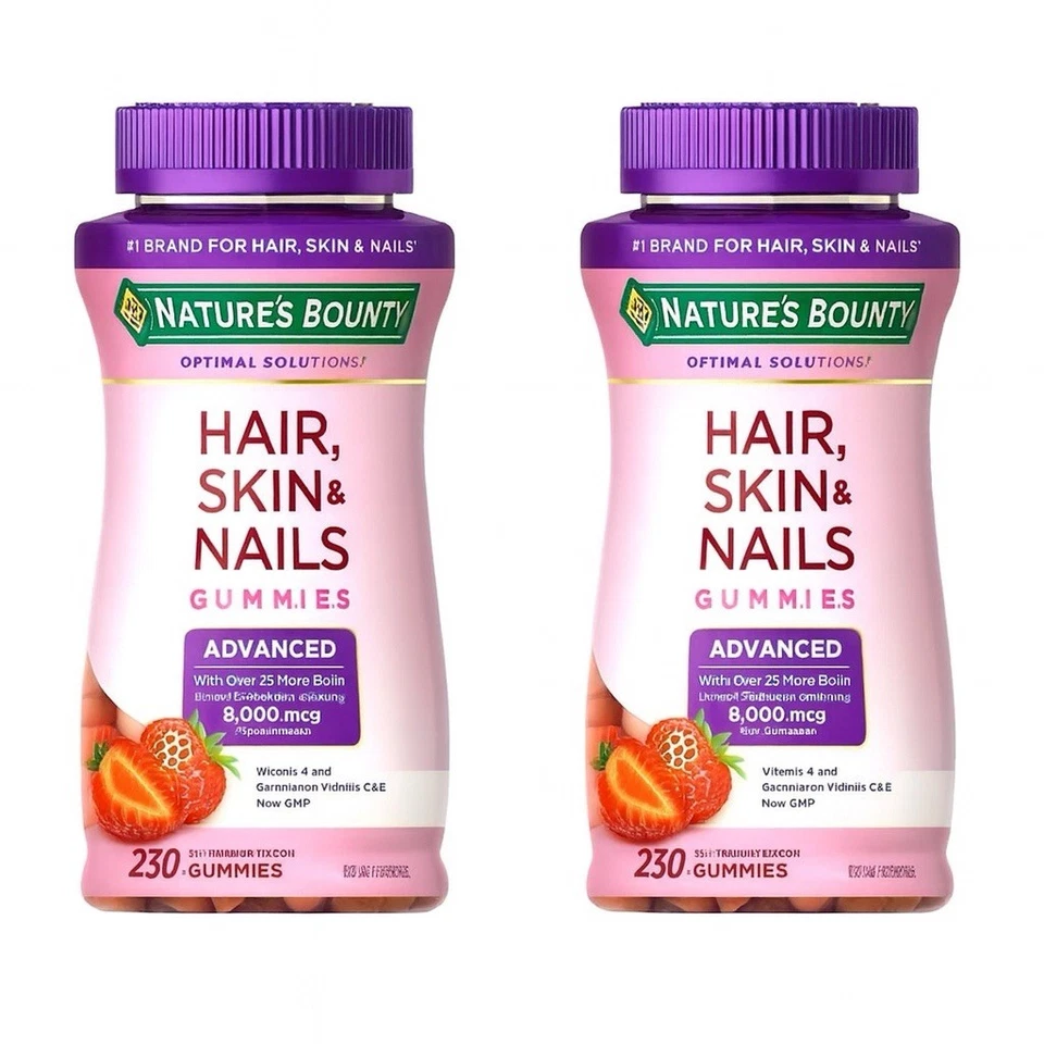 Nature's Bounty Hair Skin and Nails with Biotin Antioxidants 230 Gummies 2 Pack - Image 1 of 4