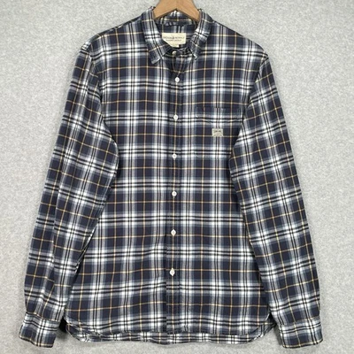 Denim Supply Ralph Lauren Shirt L Blue Gray Plaid Long Sleeve Flannel Button Up Foto 1 de 4