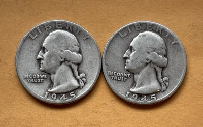 (Lot of 2) Washington Quarters - 90% Silver - Both are 1945 P - Image 1 of 2