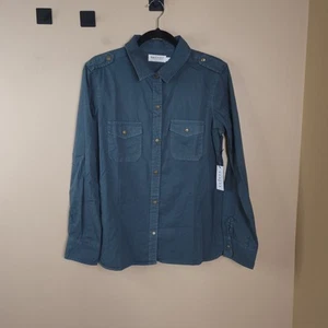 Velvet by Graham & Spencer Roxy Cotton Twill Button Down Shirt Size L - Picture 1 of 11