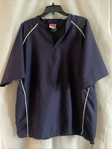 Rawlings 1/4 Zip Baseball Jacket Short Sleeve Mens Large Blue Windbreaker - Picture 1 of 6