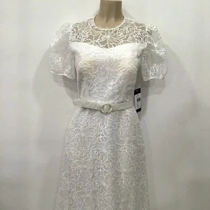 Kay Unger Wynona Illusionskleid formelles Hochzeitskleid Maxi Gürtel Größe 6 neu mit Etikett mit Fehler - Bild 1 von 24