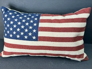Rustic Style Americana American Flag Throw Pillow Patriotic Decor 20x12 - Picture 1 of 8
