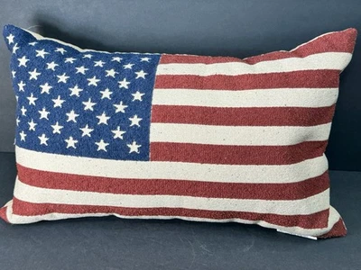 Rustic Style Americana American Flag Throw Pillow Patriotic Decor 20x12 - Image 1 of 4