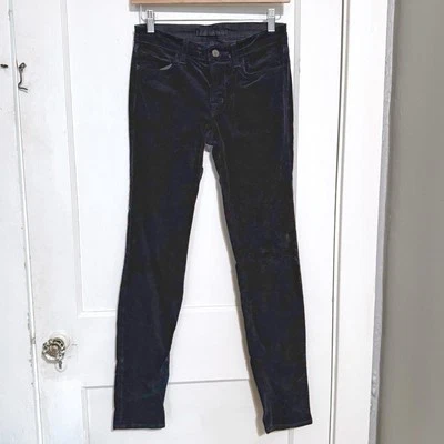 Pantalones de mezclilla ajustados de pana marca J para mujer talla 27 azul oscuro cintura alta Foto 1 de 4