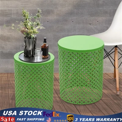 Mesas auxiliares de patio mesa auxiliar de metal para exteriores mesa auxiliar redonda Foto 1 de 4