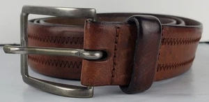 Eddie Bauer Mens Brown 1 1/4" Leather Belt Made In Italy - Size 38 - EUC - Picture 1 of 11