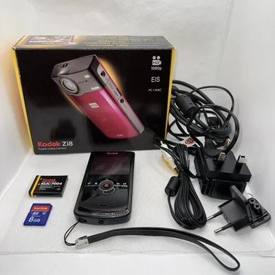 Kodak Zi8 HD Pocket Digital Video Camera Boxed Tested + Charger Battery 16GB SD - Image 1 of 4