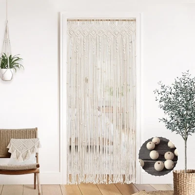 Boho Beaded Curtain for Door Doorway,Bohemian Macrame Closet Curtain for Open... - Image 1 of 4
