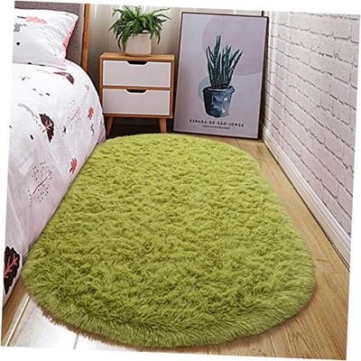  Alfombra peluda lavable ultra suave - Alfombra ovalada antideslizante para guardería, niños  Foto 1 de 4