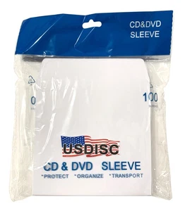 1000 USDISC Paper Sleeves 100g No Window, Flap (White) - Bild 1 von 3