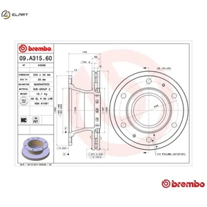 2x BRAKE DISC 09.A315.60 FOR IVECO F4AE0481C/F4AE0481D/F4AE3481B 3.9L 4cyl 5.9L - Picture 1 of 10