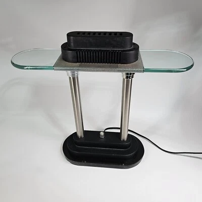 Vtg 80s Robert Sonneman Postmodern Bankers Desk Lamp Dimmer Office Architect MCM - Image 1 of 4