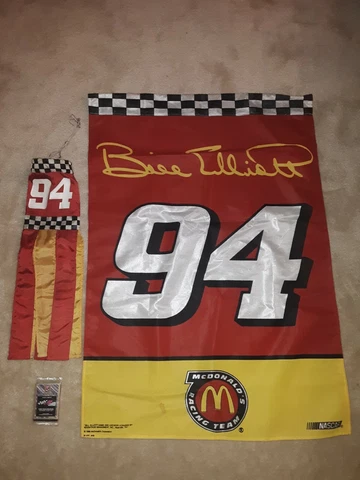 Lot of 1990s Racing Memorabilia--Bill Elliot Flag, Pendant, 1992 Joe Gibbs cards Cover