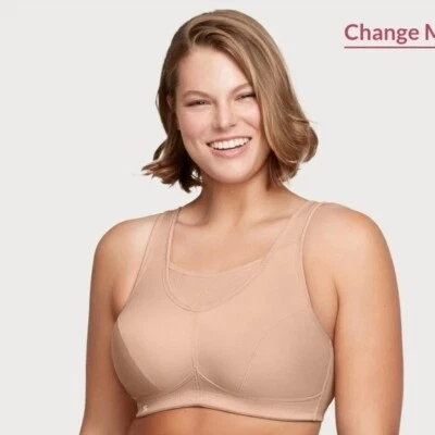 Sujetador deportivo camisola Glamorise sin rebote, café, 42DD Foto 1 de 4