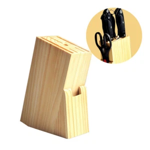 Wood Knife Holder Block Scissor Slot Storage Wooden Rack Kitchen Organizer Tool - Picture 1 of 8