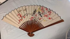 large, 37"x22", vintage Japanese, Chinese, Korean Fan - Picture 1 of 4
