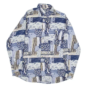 TRAVEL CONCEPT Mens Shirt Blue Crazy Pattern Long Sleeve S - Picture 1 of 6