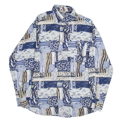 TRAVEL CONCEPT Mens Shirt Blue Crazy Pattern Long Sleeve S - Image 1 of 4