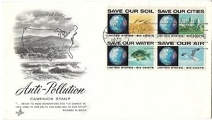 5 '70 FDCs Christmas, Fort Snelling, Landing of Pilgrims, Anti-Pollution B4 - Picture 1 of 6