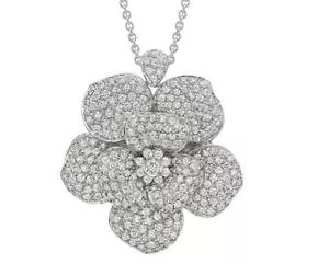 4.30ct Natural Round Diamond 14k Solid White Gold Wedding Floral Pendant - Picture 1 of 3