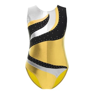 Kids Girl's Dance Leotards Gymanstics Bodysuit Shiny Rompers Yoga Jumpsuit - Picture 1 of 64