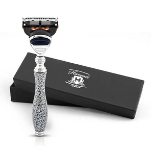 Maquinilla de afeitar clásica de 5 filos para hombre, maquinilla de afeitar para mujer, maquinilla de afeitar antigua para cuerpo y cara, gris - Imagen 1 de 9