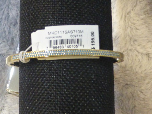 Bracciale Polsino Aperto Michael Kors Pavimentato Oro Tono MKC1115AS NUOVO CON ETICHETTE $195