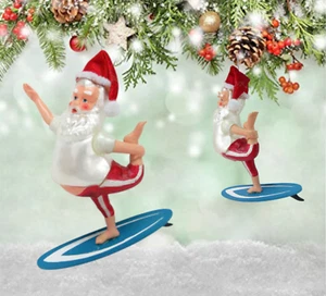 Beach Bum Santa Christmas Ornament Surfing Santa Luau Coastal Nautical Tropical - Picture 1 of 8