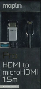 Maplin Pro HDMI 2.0 to microHDMI, 1.5M, 4K2K, 24k Gold Plated Connectors - Picture 1 of 2