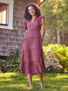 April Cornell Cecilia Rayon Dress Size Small in Red - Picture 1 of 4