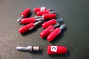 10 each Vintage HH Smith 455 Red Solderless Banana Male Plug,15 Amps 1 KV. - Picture 1 of 2