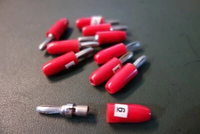 10 each Vintage HH Smith 455 Red Solderless Banana Male Plug,15 Amps 1 KV. - Image 1 of 2