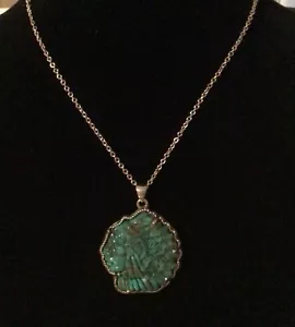 BBJ Sterling Silver 925 Necklace With Turquoise Medallion Pendant 18” - Picture 1 of 6