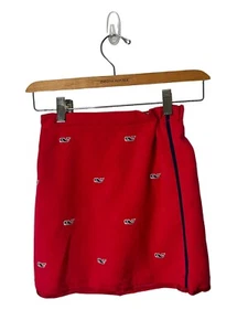 Vineyard Vines Girls Size 8 Skirt Adjustable Waist Red Embroidered Whale - Picture 1 of 2