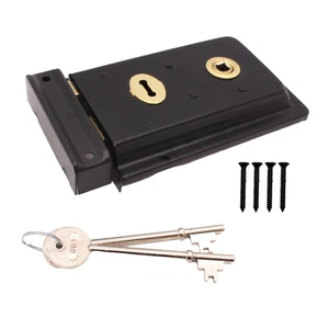 Rim Lock Black Brass Chrome Sash Dead Fluted Flanged Double Handed Door Latch - Picture 1 of 20