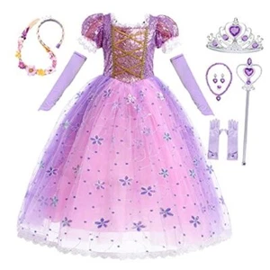 Girls Purple Dress Princess Costume for Little Girls Dress Up for 5-6 Years - Picture 1 of 7