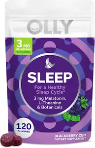 Sleep Gummy, 3 Mg Melatonin, L-Theanine, Chamomile, and Lemon Balm Extracts, Bla - Picture 1 of 12