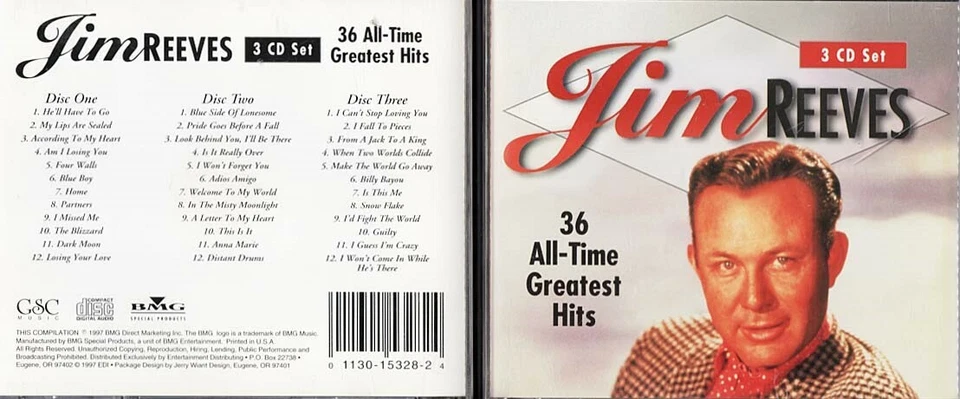 Jim Reeves 36 All-time Greatest Hits ~ Jim Reeves ~ Country ~ 3 CDs ~ Good Foto 1 de 1