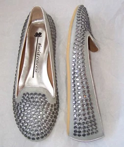 Fiorifrancesi grau Wildleder Kristall verziert flache Schuhe 40 9 - Bild 1 von 2
