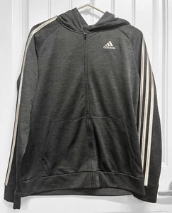 Boys Black Adidas Hooded Jacket With Zipper And Pockets Size XL 18/20 - Picture 1 of 7