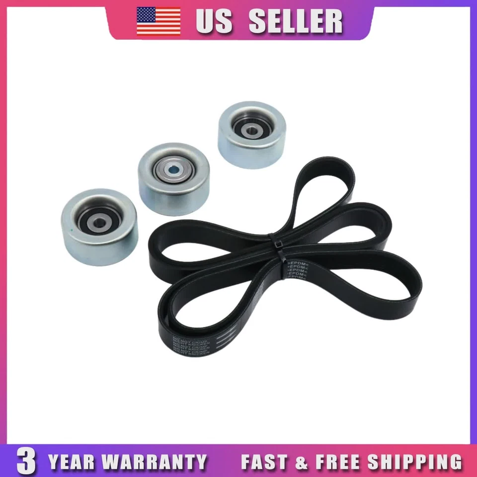 Fit Toyota 4Runner Tacoma Tundra  4.0L Serpentine Drive Belt & Idler Pulley Kit - Image 1 of 4
