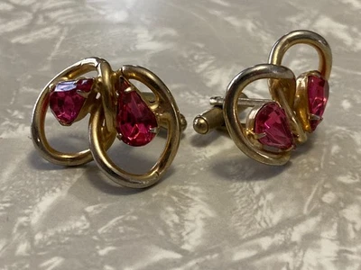 Juego de gemelos vintage para hombre tono dorado disfraz piedra rosa puntas gemelos Foto 1 de 4